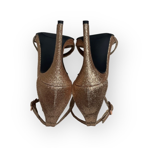 Steve Madden  Red Carpet Glittery Ankle Strap Stiletto Heel Sandals  Rose Gold - Picture 13 of 16